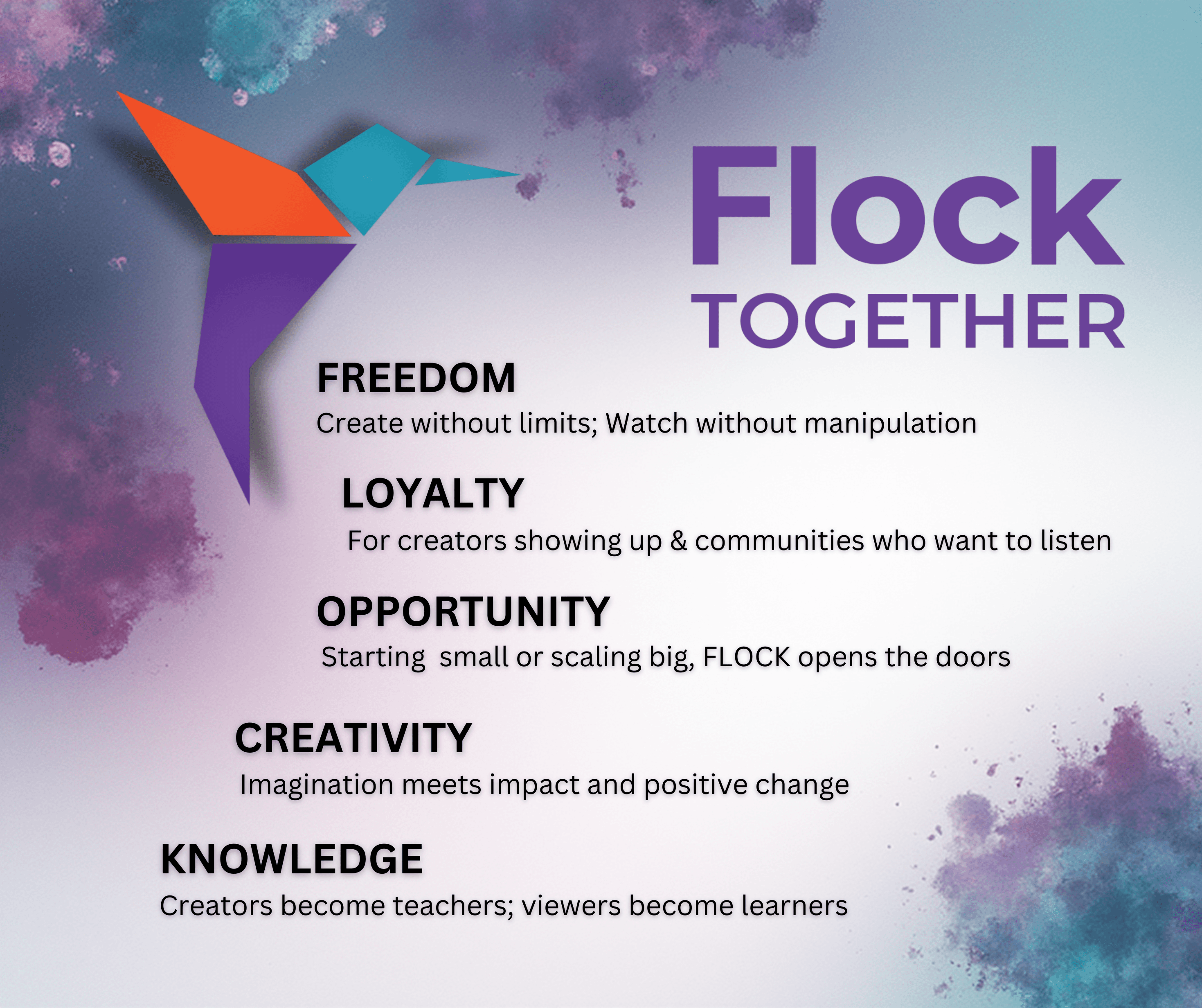 Flock Together values infographic